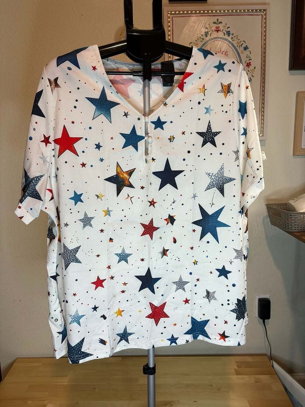 Women's Patriotic Shirt Short Sleeve V Neck